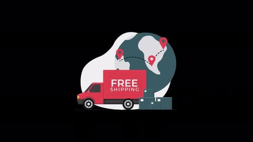 Globales Animationsvideo zum kostenlosen Versandkonzept — transparent