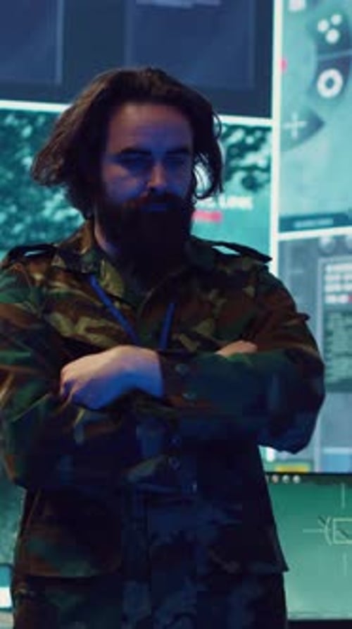 Man with beard in a futuristic setting