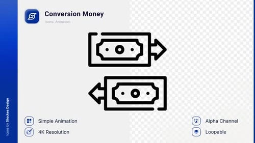 Animated Money Conversion Icons with Arrows