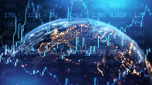 Global Financial Currency Exchange Network Stock Market Chart Prices Financial Indexes Graph Earth