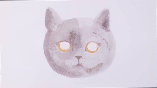 Gray Watercolor Cat Portrait Painting