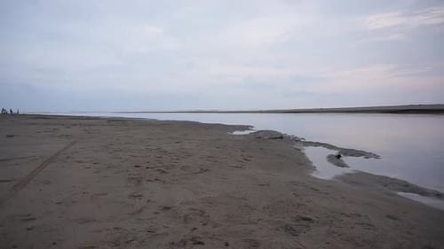 beautiful beach scenery in the afternoon, visible small waves and the beach
