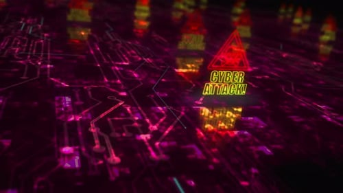 Cyber attack network security breach symbols loop cyber concept