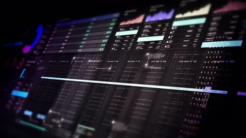 Futuristic Digital Data Interface with Animated Charts