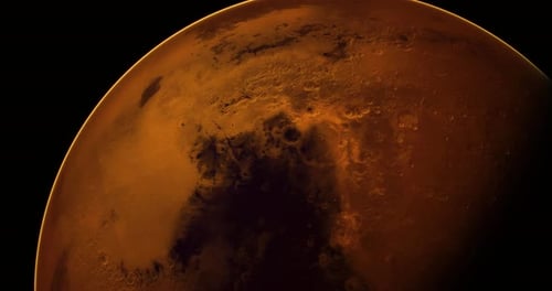 View of Mars Highlighting Surface Details and Atmospheric Features