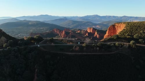 Top-Down View of Red Cliffs – Las Médulas Roman Site in Spain