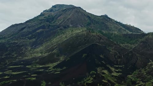 Batur Volcano Black Lava View Drone Cinematic