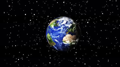 Rotating Planet Earth with Starry Background Animation