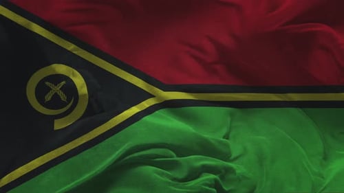 Seamless Waving Vanuatu Flag with Realistic Fabric Movement