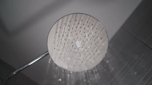 Running Water from a Round Shower Head
