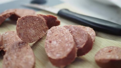 Close Up of Traditional Smoked Salami Sausage