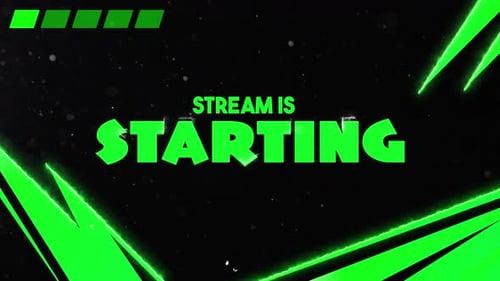 Green Neon Geometric Stream Starting Overlay Animation