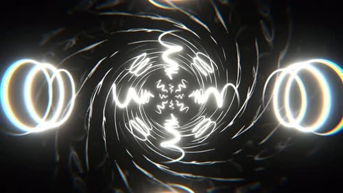 Weiße Neonspiralen-Umkehrtunnel-Hintergrund VJ Loop In 4K