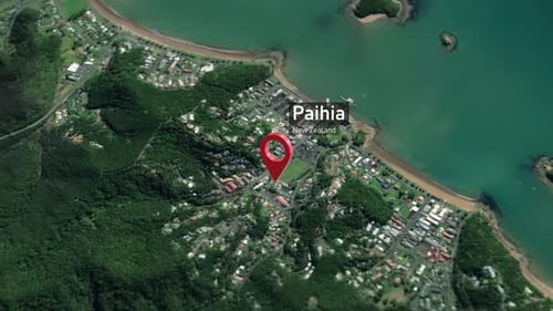 Realistic Earth Zoom into Location Pin with Text Reveal