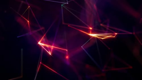 Fondo de movimiento colorido y brillante de la tecnología Plexus