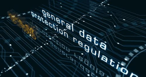 Los símbolos de protección de datos del RGPD recorren el concepto cibernético