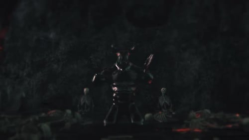 Horned Demon Figure and Skeletons Title Opener