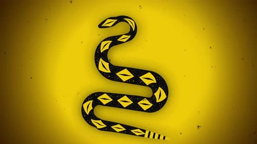 drapeau libertaire jaune avec crotale de Gadsden