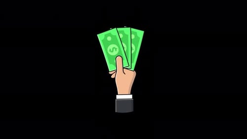 Animated Hand Wiggling Dollar Bills Flat Design