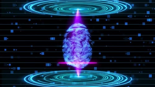 Digital Fingerprint Scan with Futuristic Neon Glow Animation