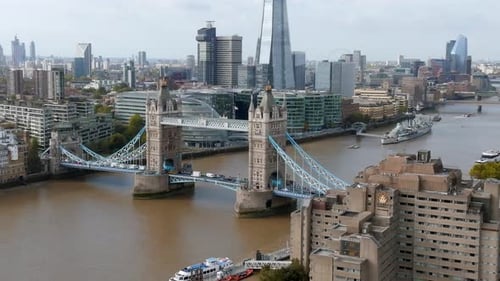 Iconic Tower Bridge Connecting London with Southwark on the Thames River