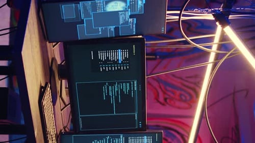 Cyberpunk Computer Displays Futuristic Technology