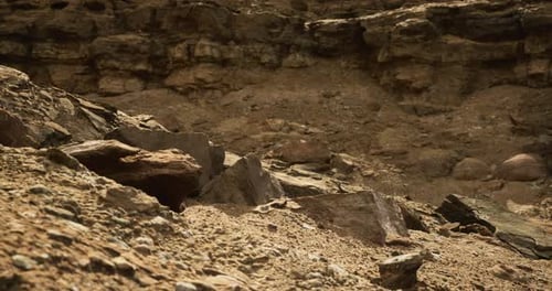 Rocky Desert Landscape with Dry Terrain and Rugged Rock Formations