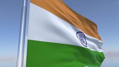 Photorealistic Waving Flag of India Animation