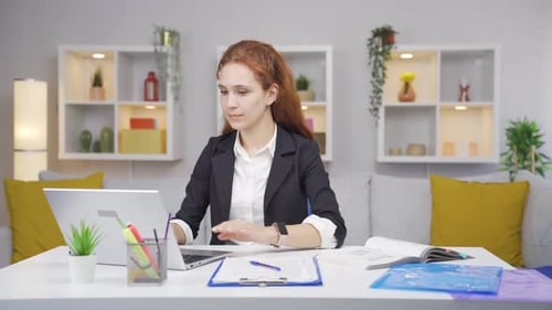 Home office worker woman freelancing.