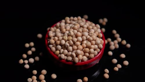 Dried Peas in Red Ceramic Bowl Close Up
