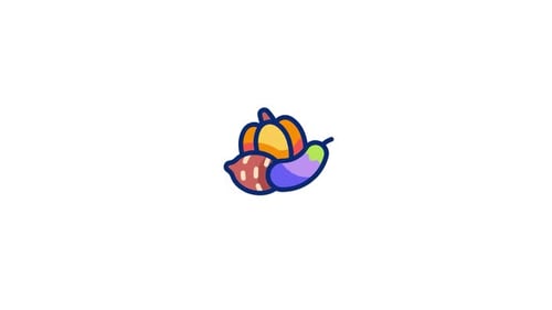 Animated Vegetables Icon Loop in Flat Design Style