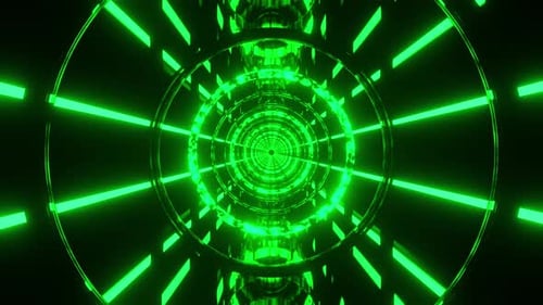 Green Sci-Fi Tunnel with Circular VJ Loop Effect