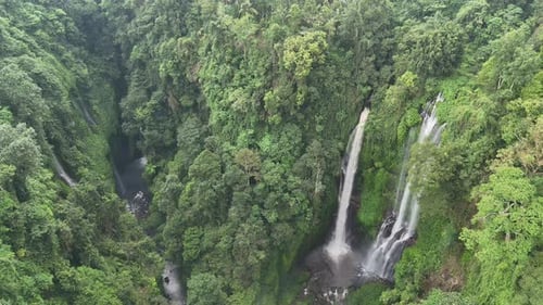 Aerial View of Sekumpul Waterfall in Bali