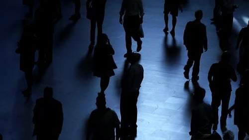 People Walking on Crowded Urban Road Traveling in Metropolis