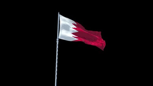 Bahrain National Flag Waving Animation on Black Background