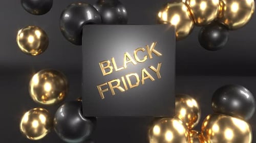 Modern Black Friday Golden Text Reveal with Spheres