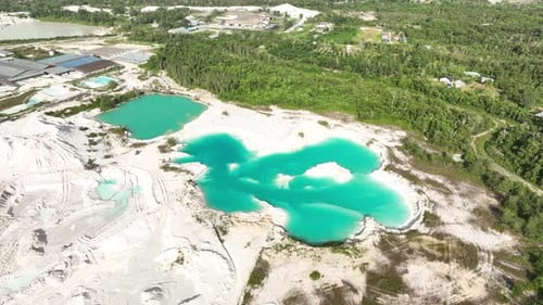 Aerial View of Blue Tin Mining Lake in Belitung Indonesia
