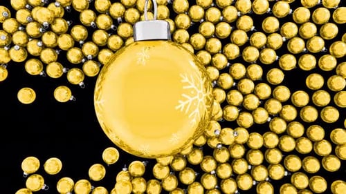 Golden Christmas Baubles Transition with Snowflake Pattern