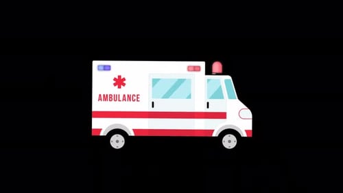 Cartoon Ambulance On Alpha Channel 4K