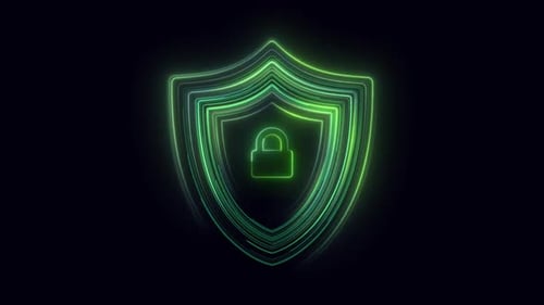 Security Shield Motion Speed Lines With Padlock V7