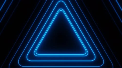 Blue Neon Triangle Waves Loop Animation Background