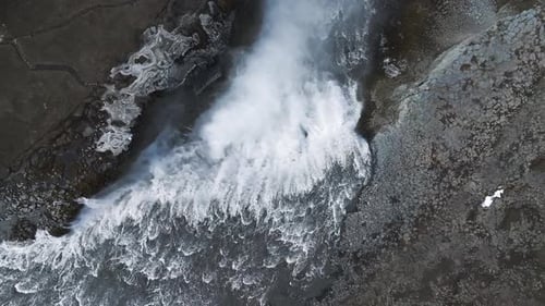 Aerial View of the Dettifoss Waterfall in Jokulsarglijufur National Park in Iceland