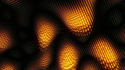 Abstrakte 3D-Oberfläche vieler Partikel in wellenförmiger Bewegung