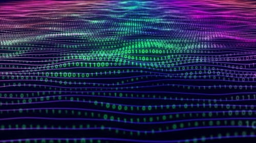 Futuristic Digital Number Wave Animation. Binary Code Wave Background .computer Code Matrix Number A