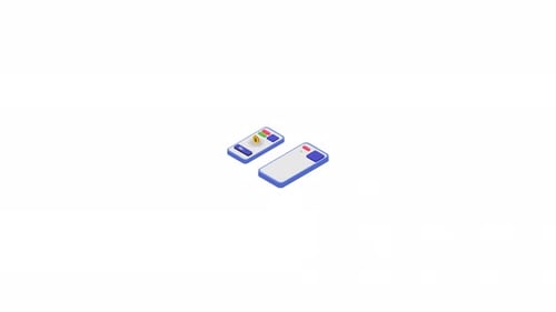 Isometric Animation Of Mobile Money Transfer Between Smartphones