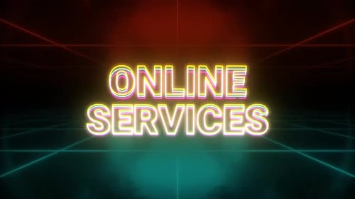 Online Services Glowing Neon Title Reveal Animation