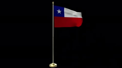 Animated Chile Flag Waving on Golden Pole