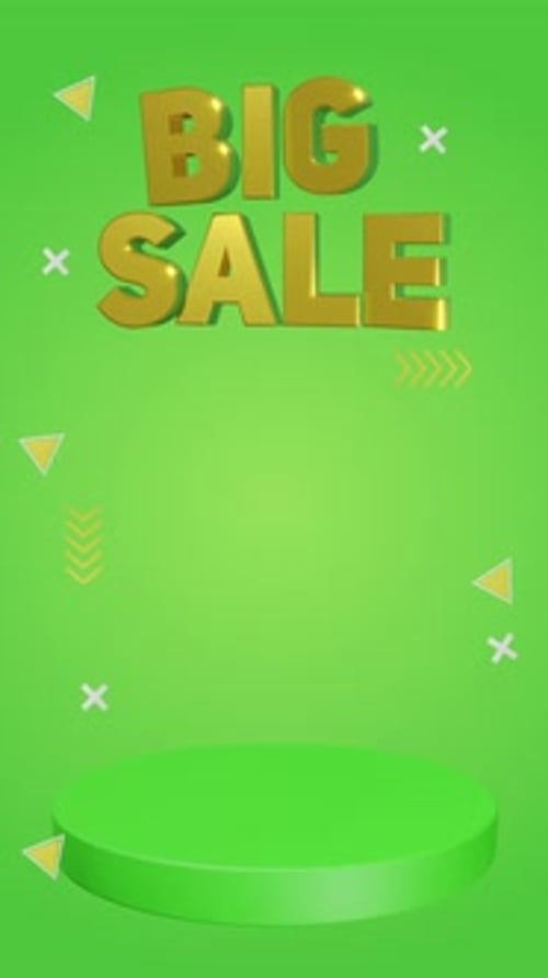 Animated 3D Golden Big Sale Promotion with Podium