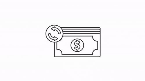 Animated Line Icon: Money Exchange and Financial Transaction