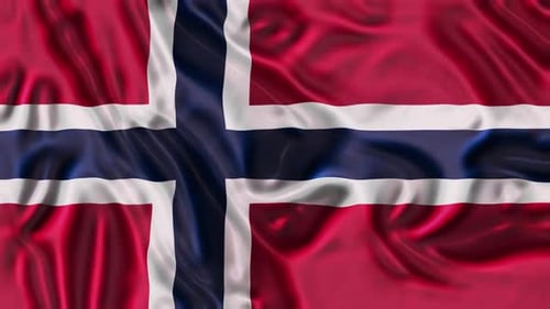 Norway National Flag Waving in Realistic Fabric